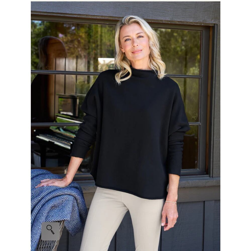 Frank & Elieen Women's Mock Neck Pullover Sweater Long Sleeve Black Size M NWOT